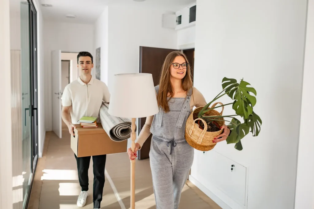 Young couple taking the next step in their relationship by moving in together.